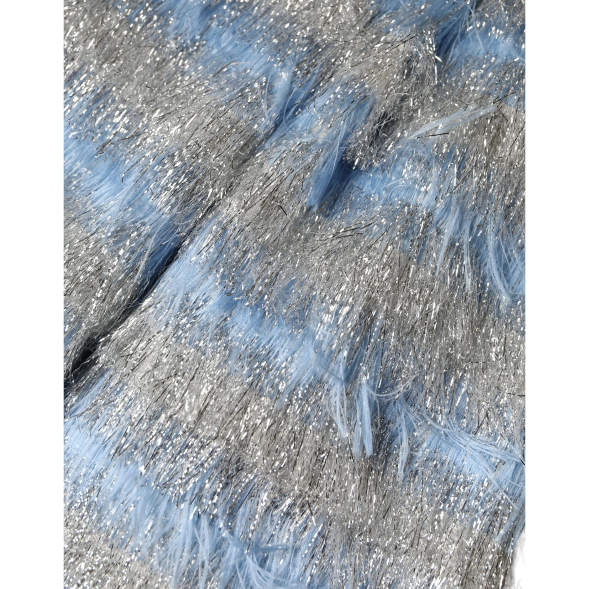 Light Blue Silver Jacquard A-line Midi Dress