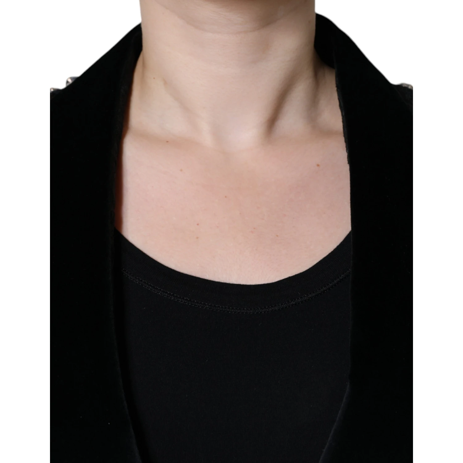 Black Jacquard Crystal Floral Jacket Blazer