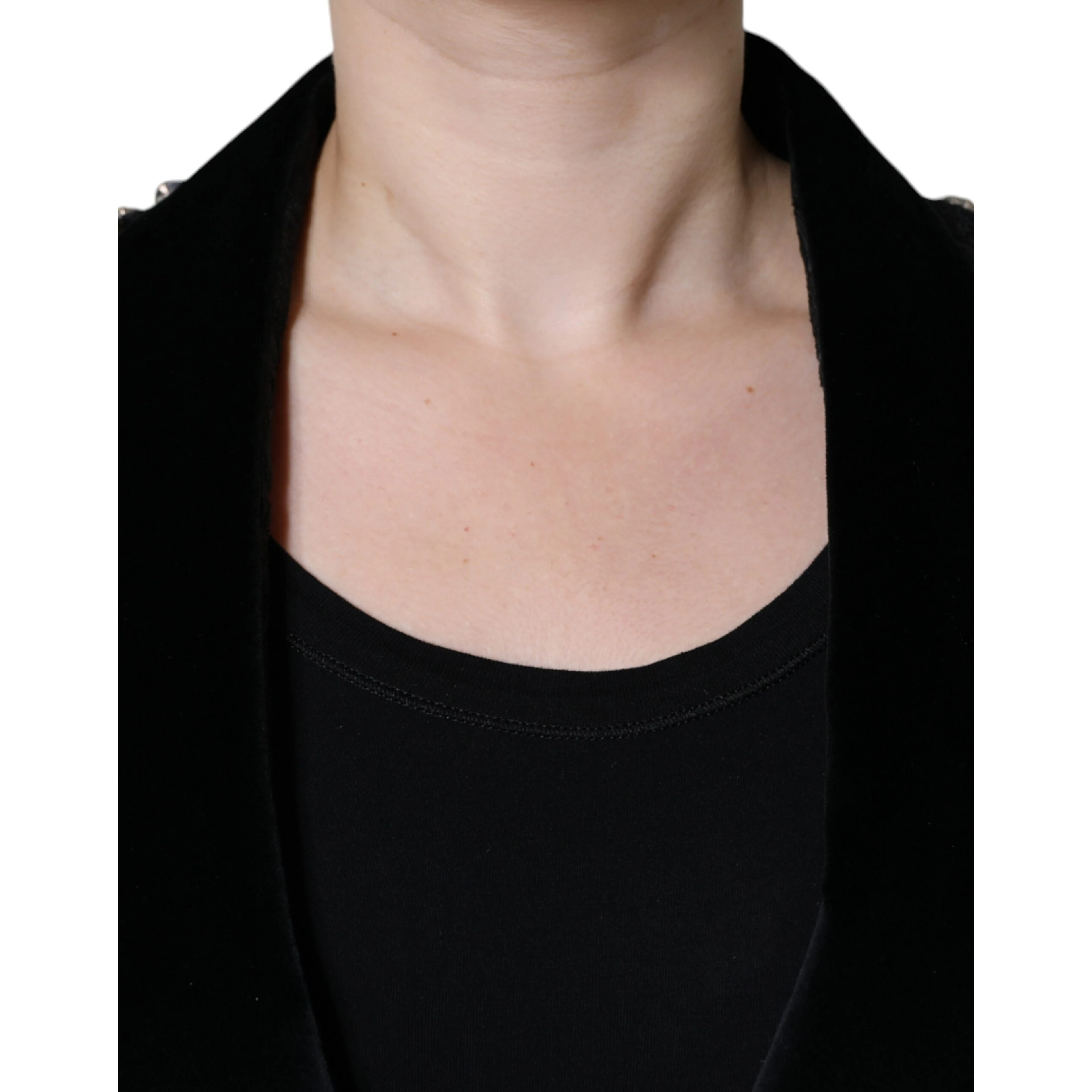 Black Jacquard Crystal Floral Jacket Blazer