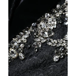 Black Jacquard Crystal Floral Jacket Blazer