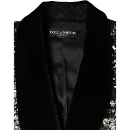 Black Jacquard Crystal Floral Jacket Blazer