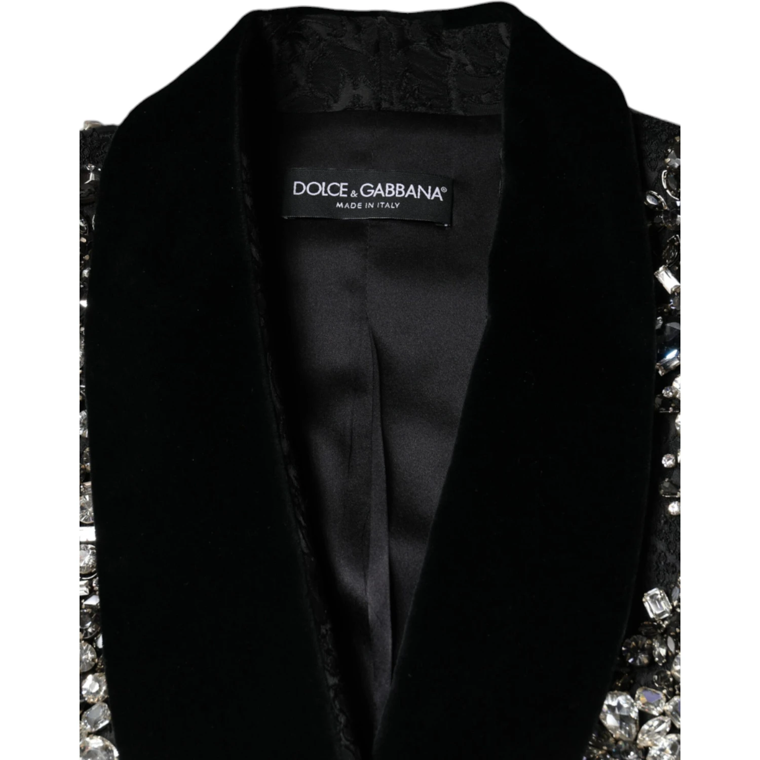 Black Jacquard Crystal Floral Jacket Blazer