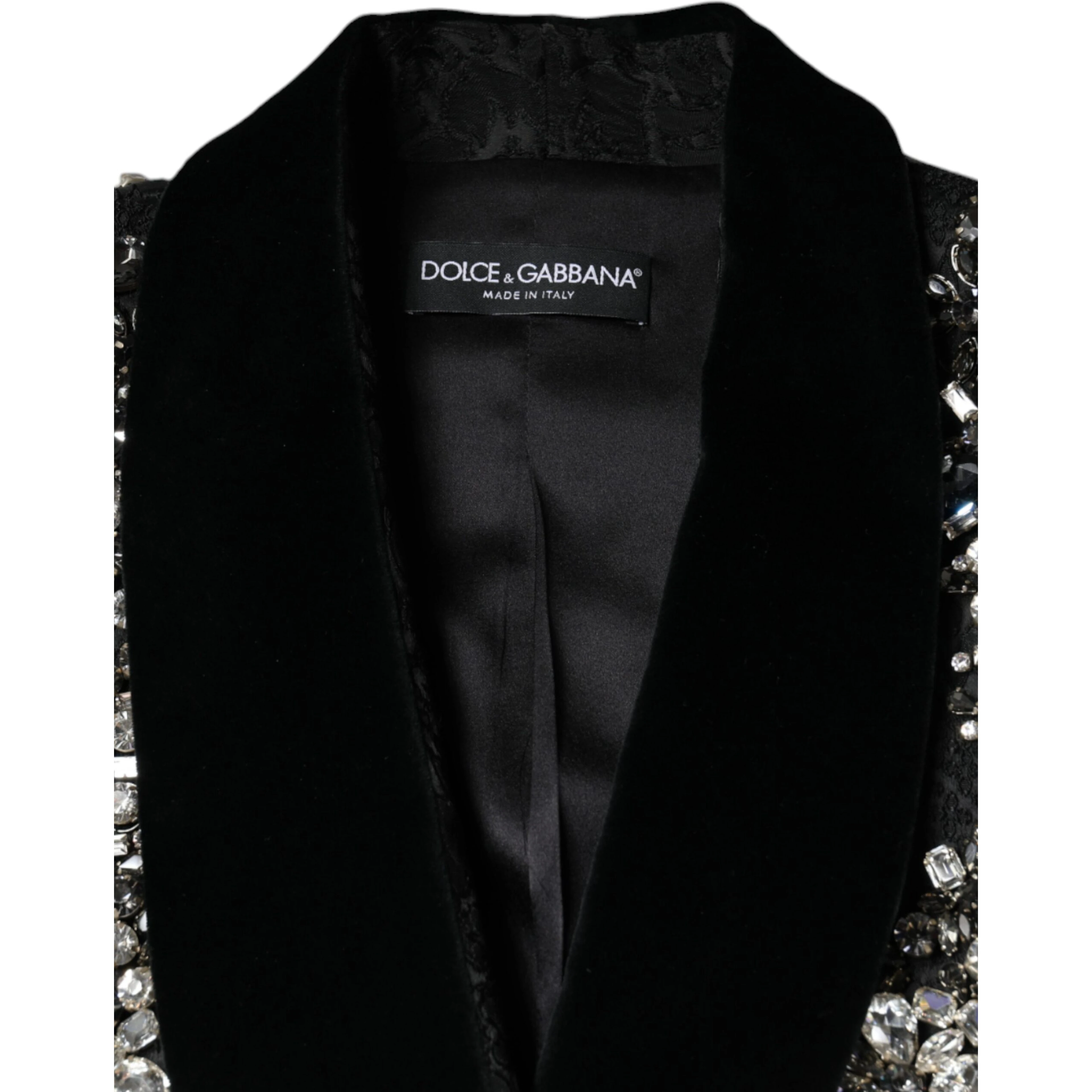 Black Jacquard Crystal Floral Jacket Blazer