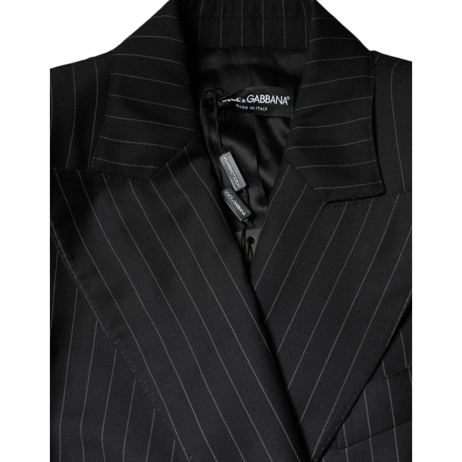 Black Striped Double Breasted Coat Jacket