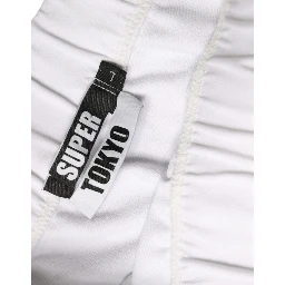 White Cotton Stretch High Waist Pencil Cut Knee Length Skirt