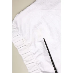 White Cotton Stretch High Waist Pencil Cut Knee Length Skirt