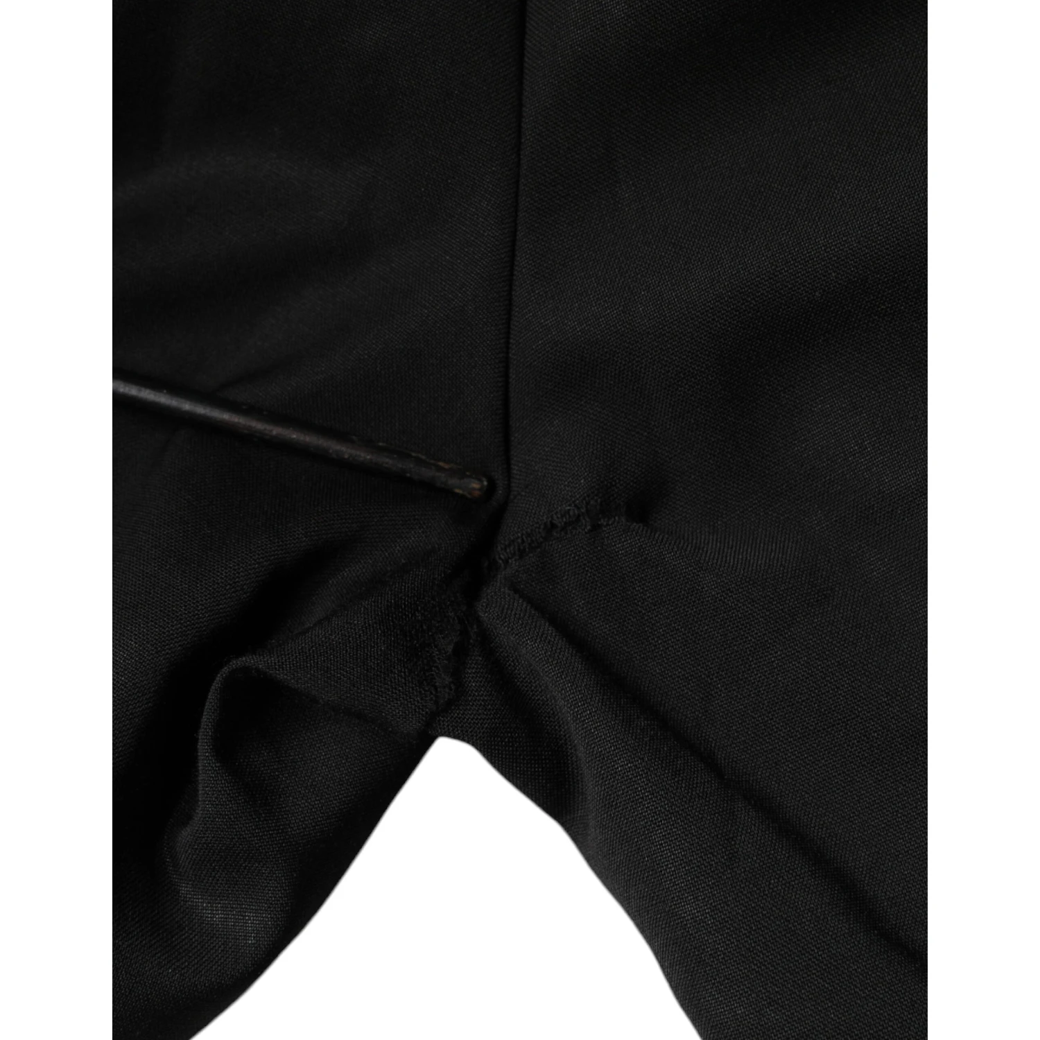 Black Polyester High Waist Tapered Pants