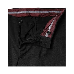 Black Polyester High Waist Tapered Pants