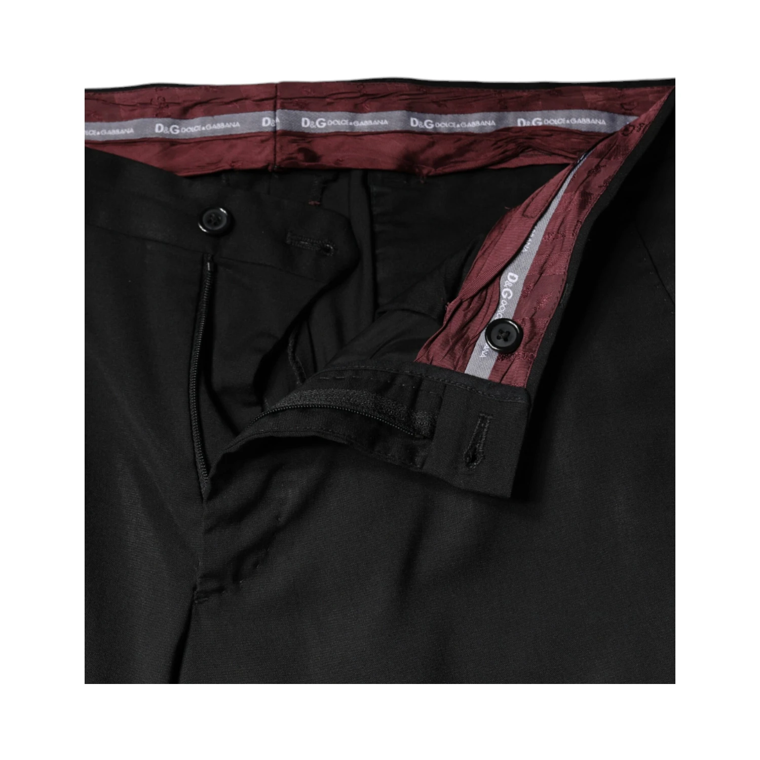 Black Polyester High Waist Tapered Pants