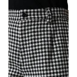 Black White Houndstooth Cropped Wide Leg Pants
