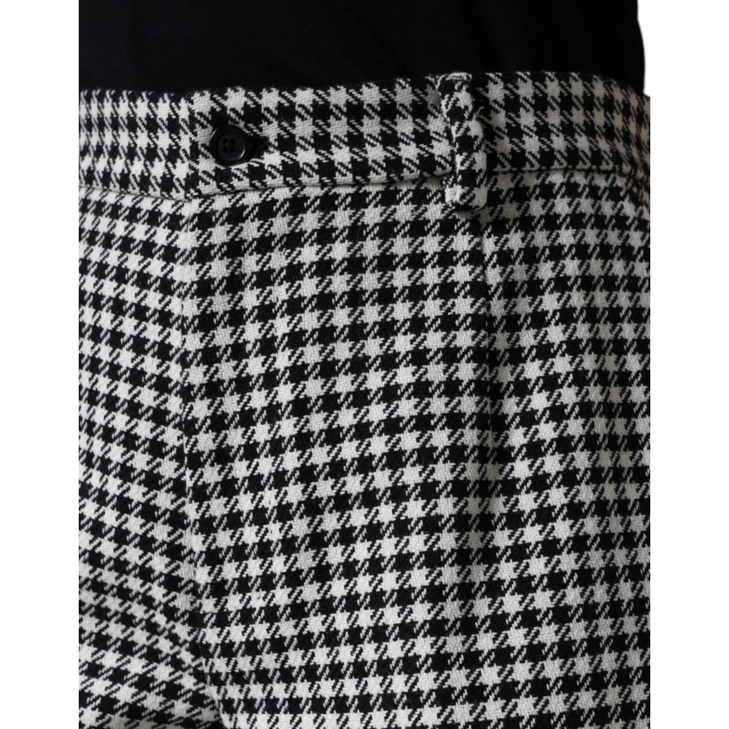 Black White Houndstooth Cropped Wide Leg Pants