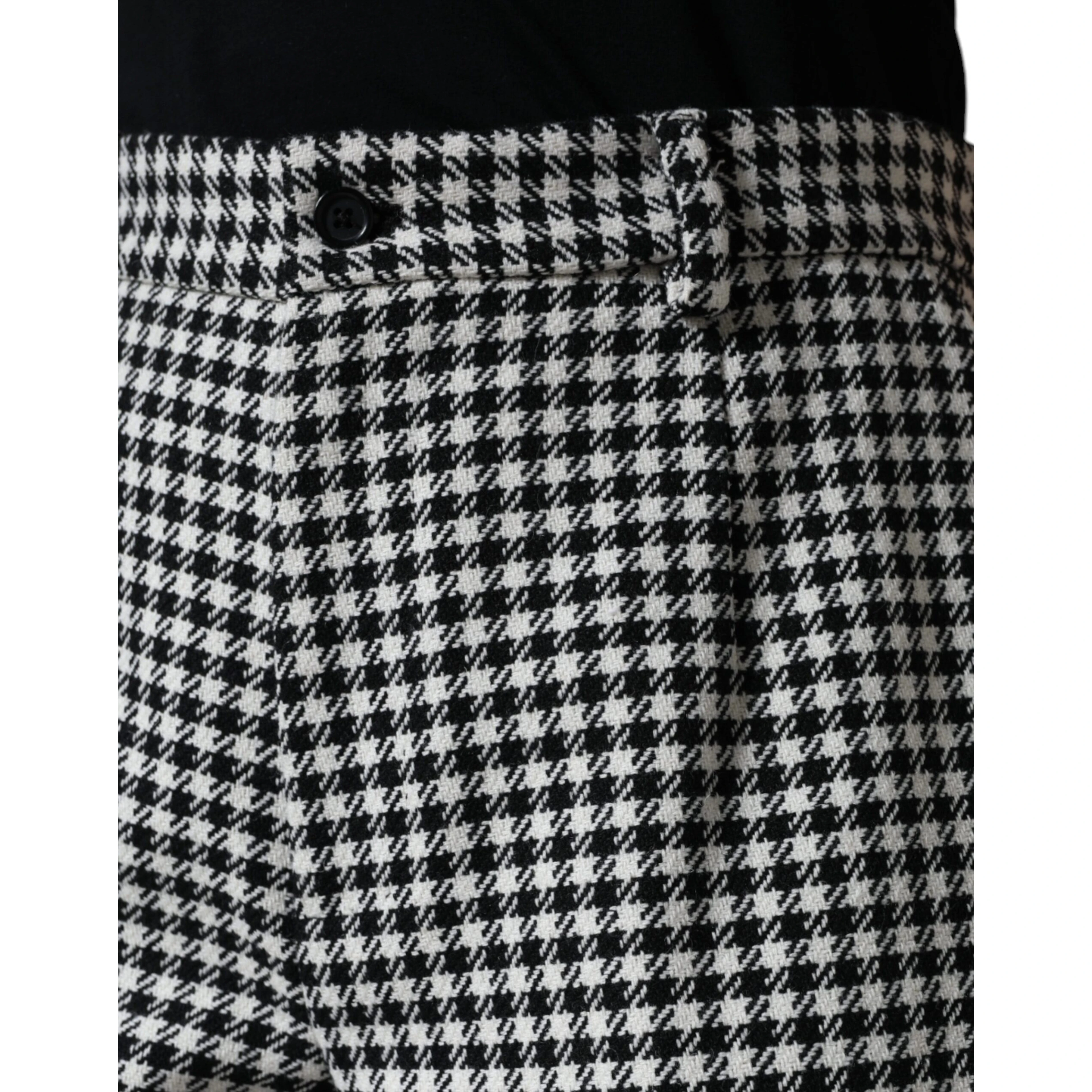 Black White Houndstooth Cropped Wide Leg Pants