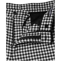 Black White Houndstooth Cropped Wide Leg Pants
