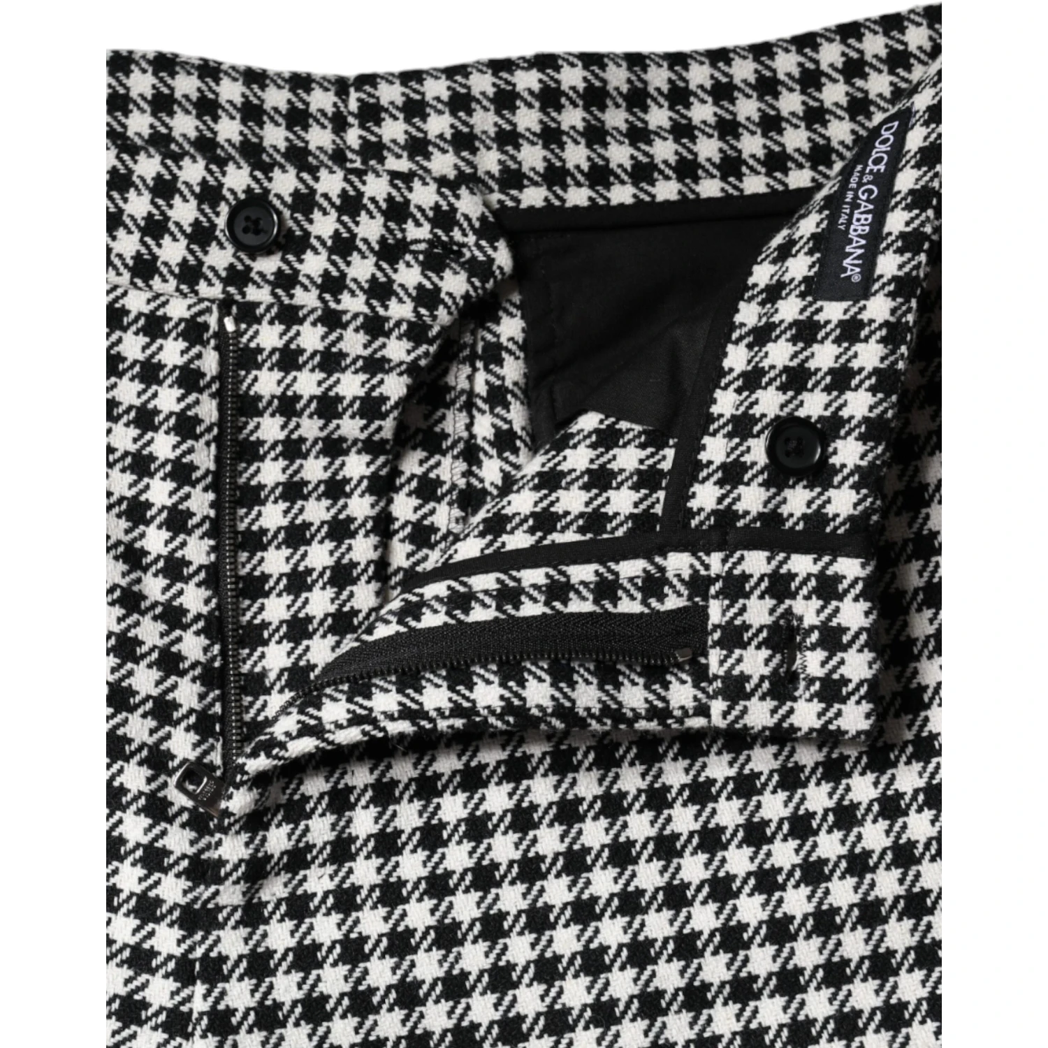Black White Houndstooth Cropped Wide Leg Pants