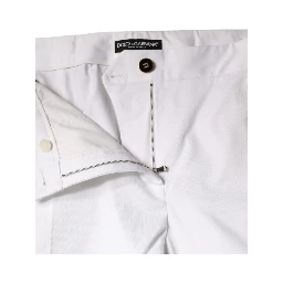 White Cotton Mid Waist Tapered Denim Jeans