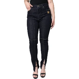 Black Cotton Blend Skinny Denim Jeans