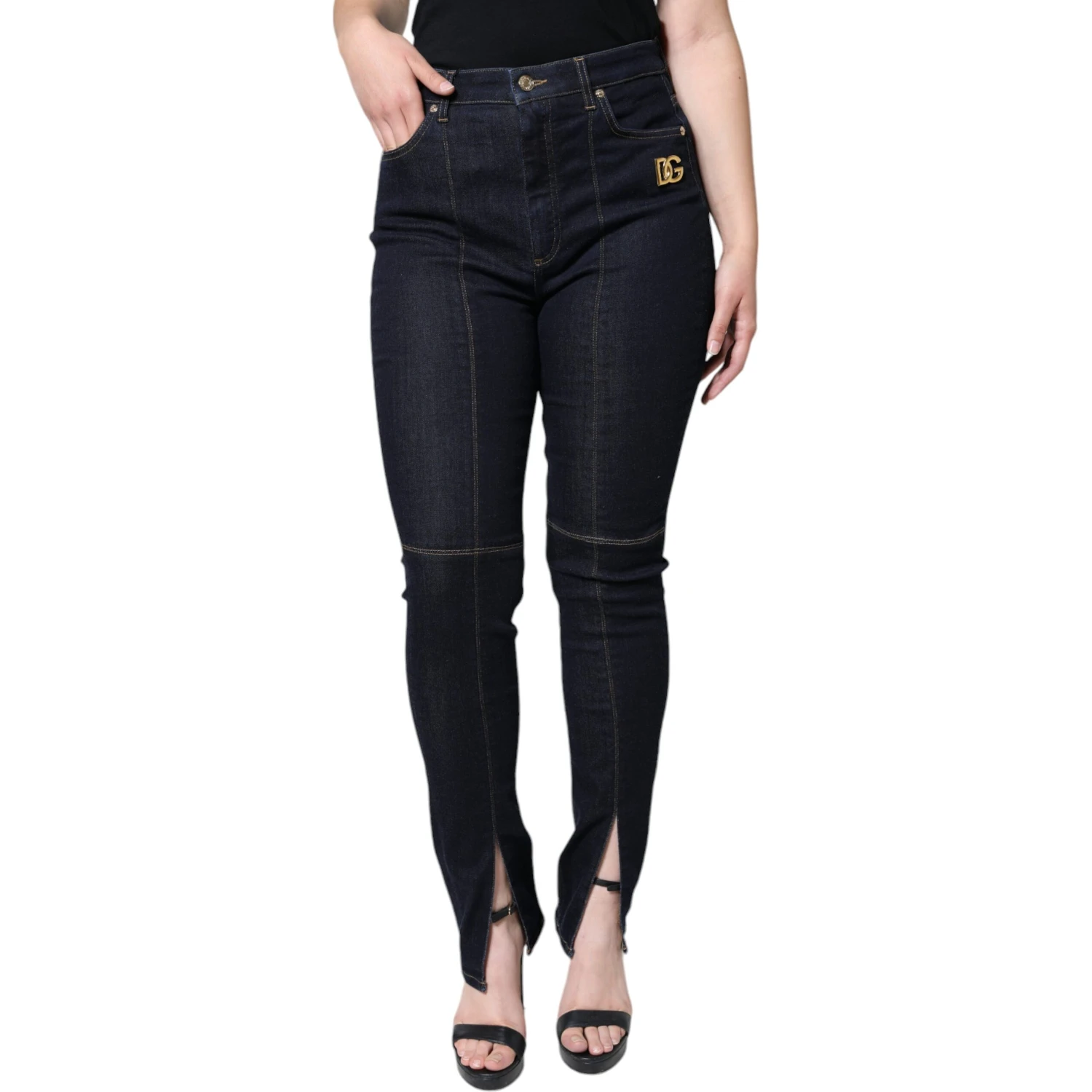 Black Cotton Blend Skinny Denim Jeans