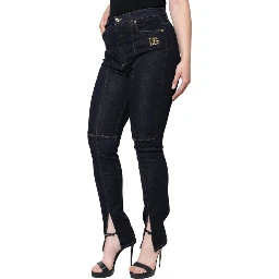 Black Cotton Blend Skinny Denim Jeans