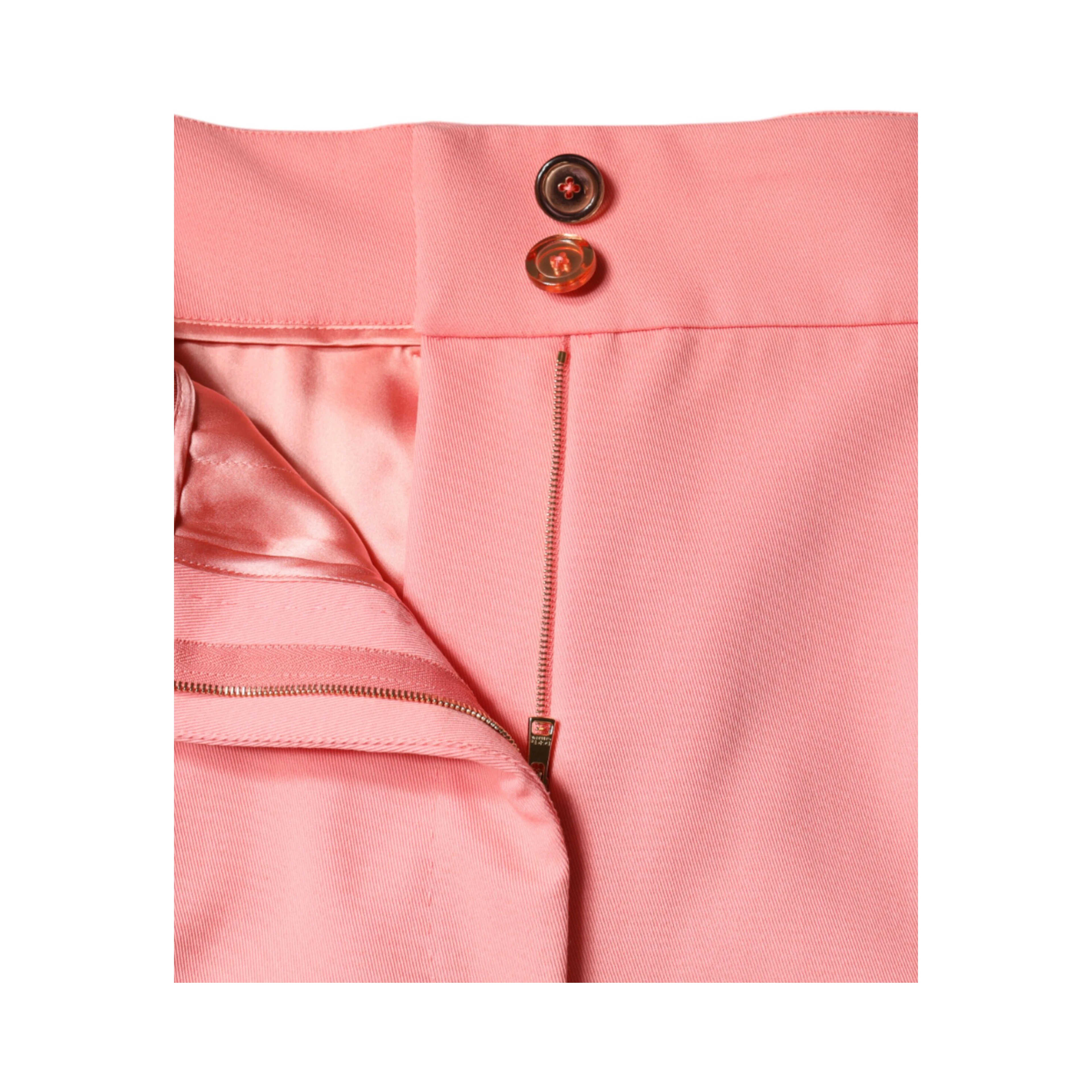 Rose Pink Polyester High Waist Tapered Pants