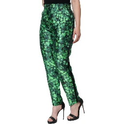 Green Clover Silk Satin High Waist Tapered Pants