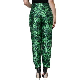 Green Clover Silk Satin High Waist Tapered Pants