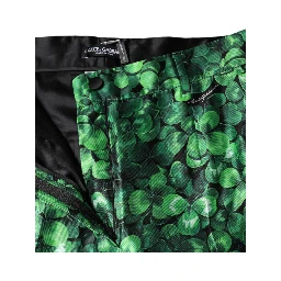 Green Clover Silk Satin High Waist Tapered Pants