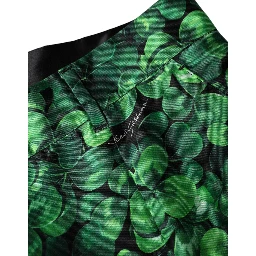 Green Clover Silk Satin High Waist Tapered Pants