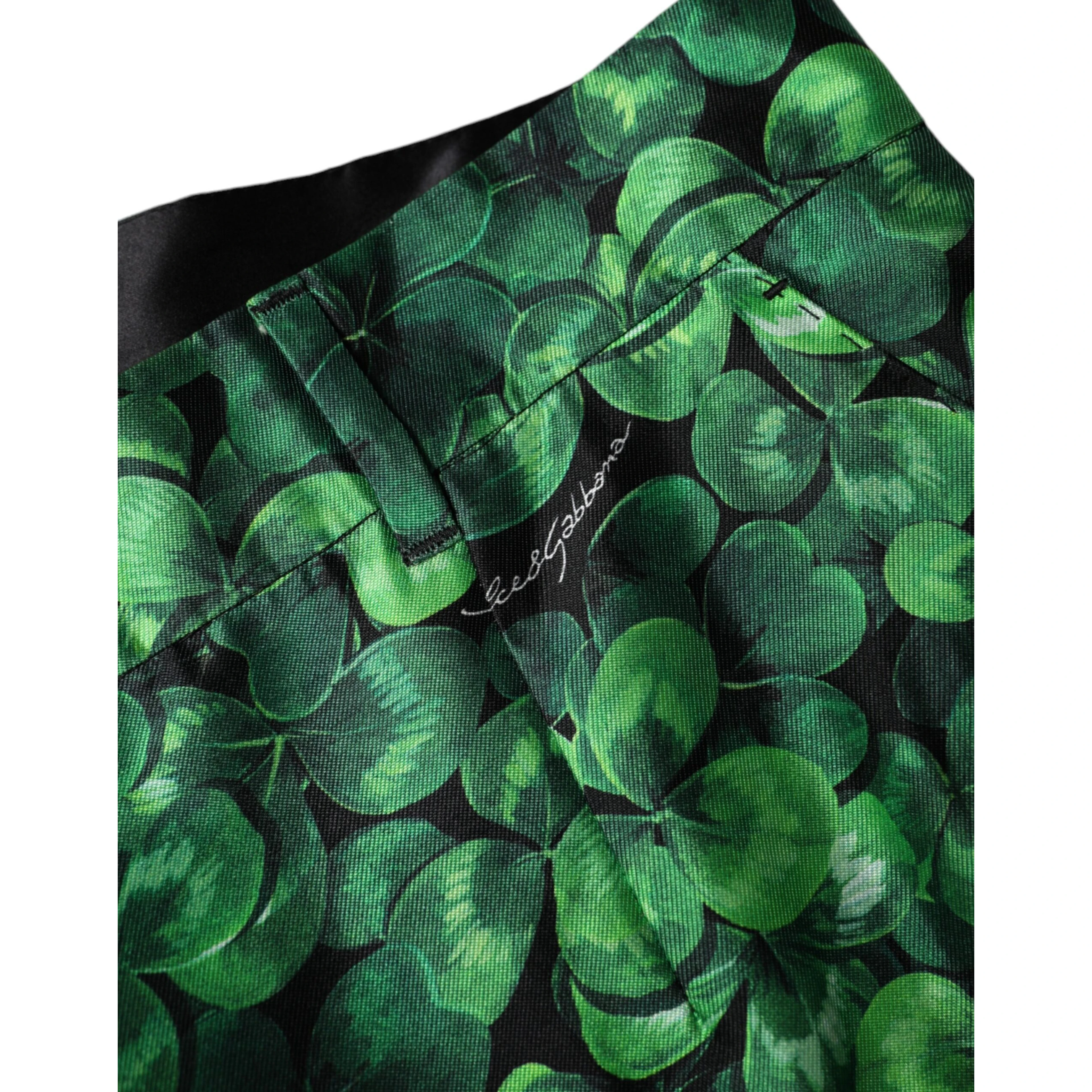 Green Clover Silk Satin High Waist Tapered Pants