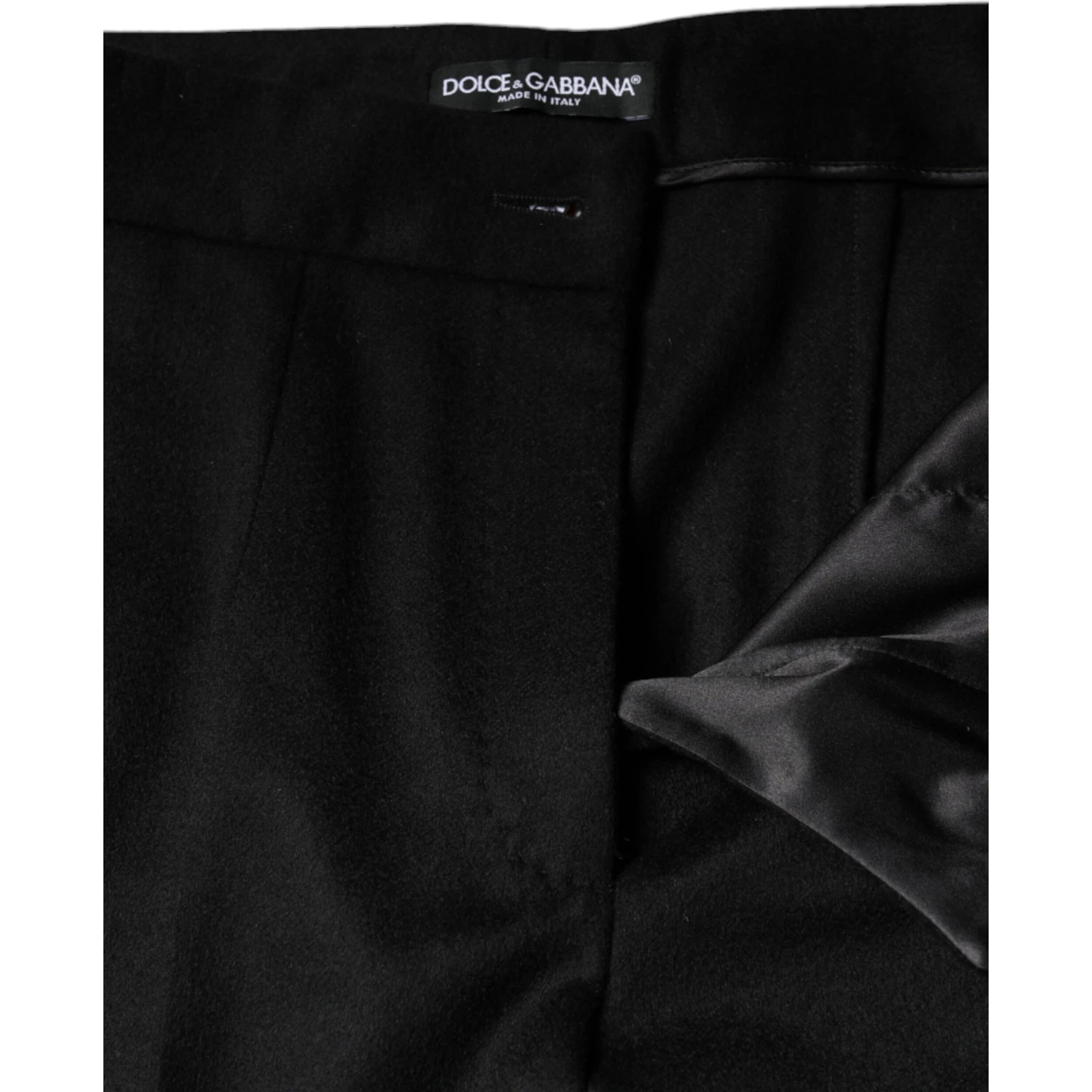 Black Cashmere Mid Waist Women Boot Cut Pants