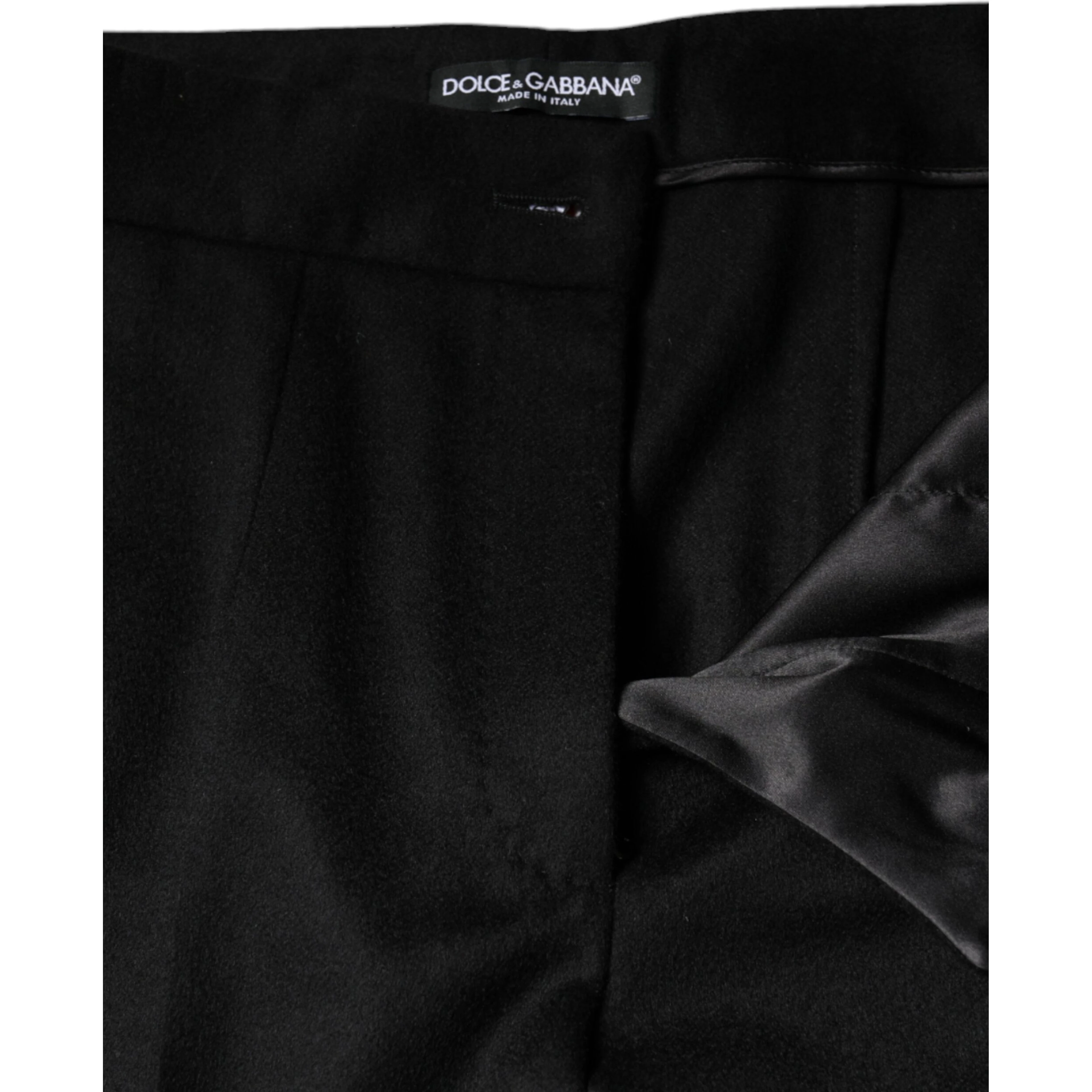 Black Cashmere Mid Waist Women Boot Cut Pants