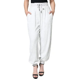 White Nylon Jogger Sweatpants Pants
