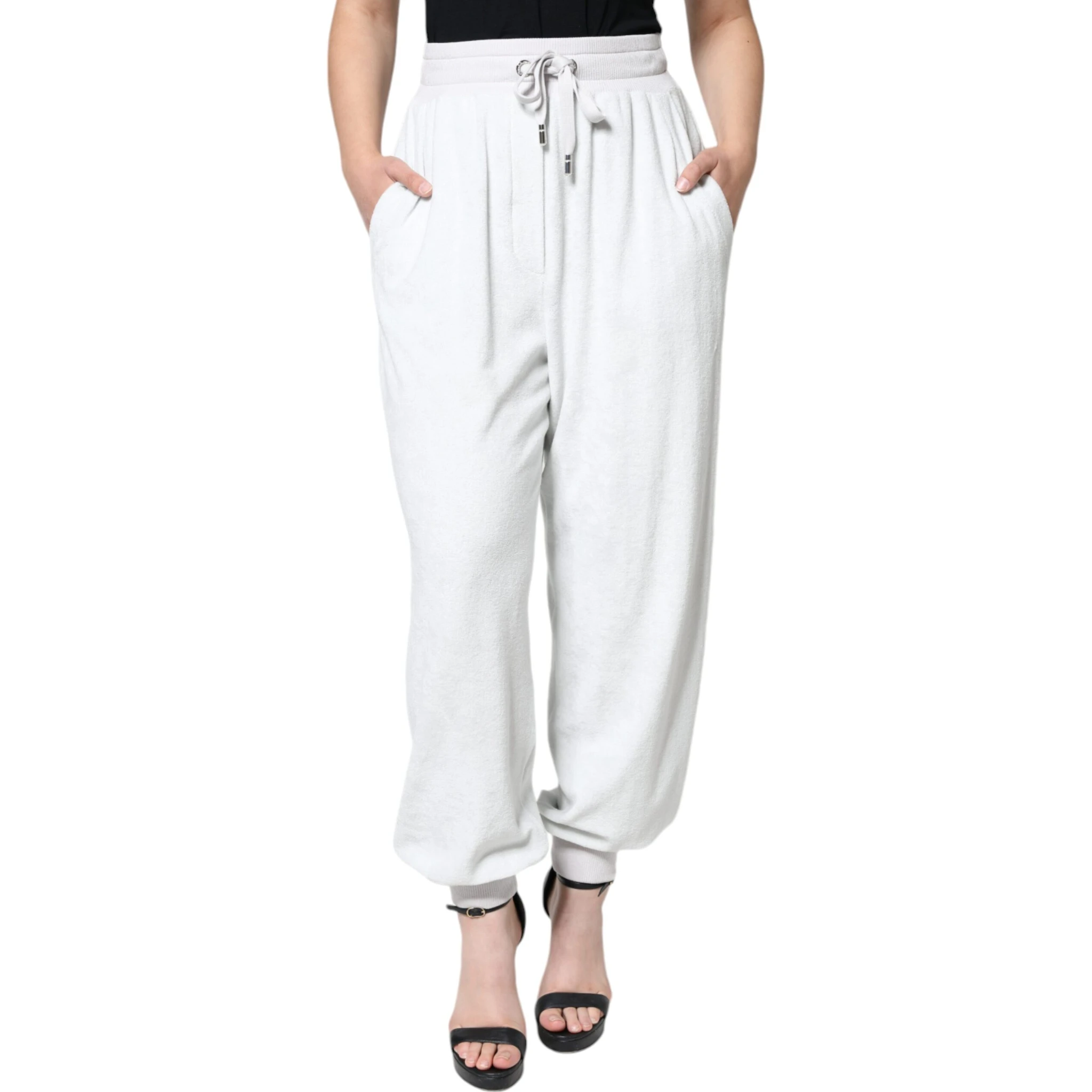 White Nylon Jogger Sweatpants Pants