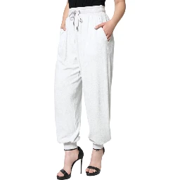White Nylon Jogger Sweatpants Pants