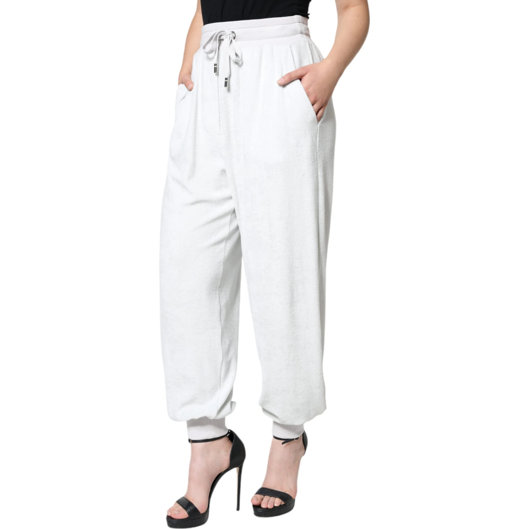 White Nylon Jogger Sweatpants Pants