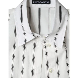 White Striped Collared Short Sleeve Polo Top