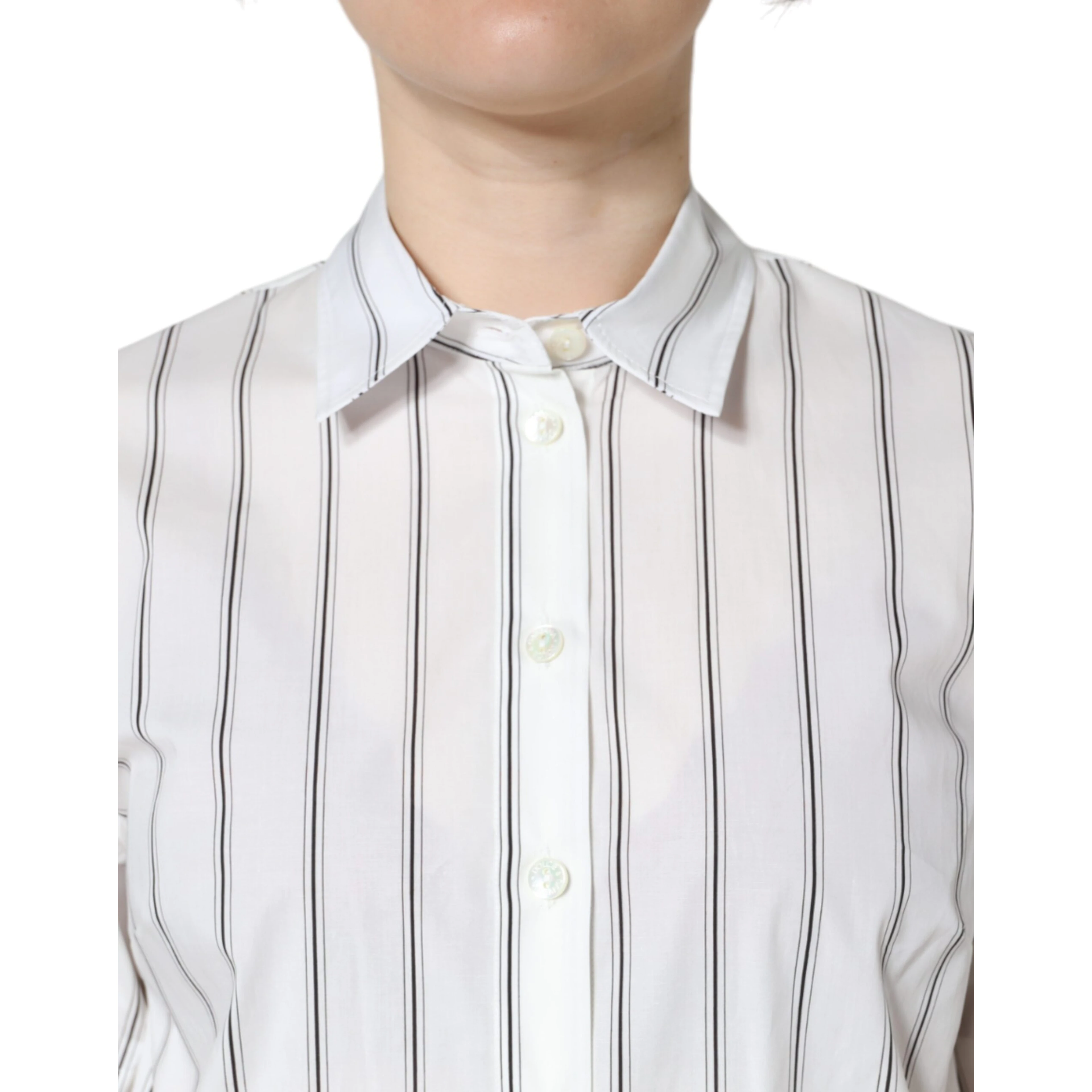 White Striped Collared Short Sleeve Polo Top