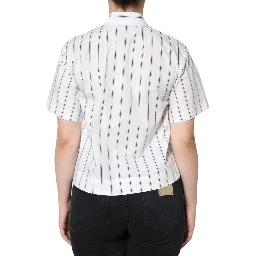 White Striped Collared Short Sleeve Polo Top
