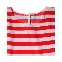 White Red Striped Silk Round Neck T-shirt