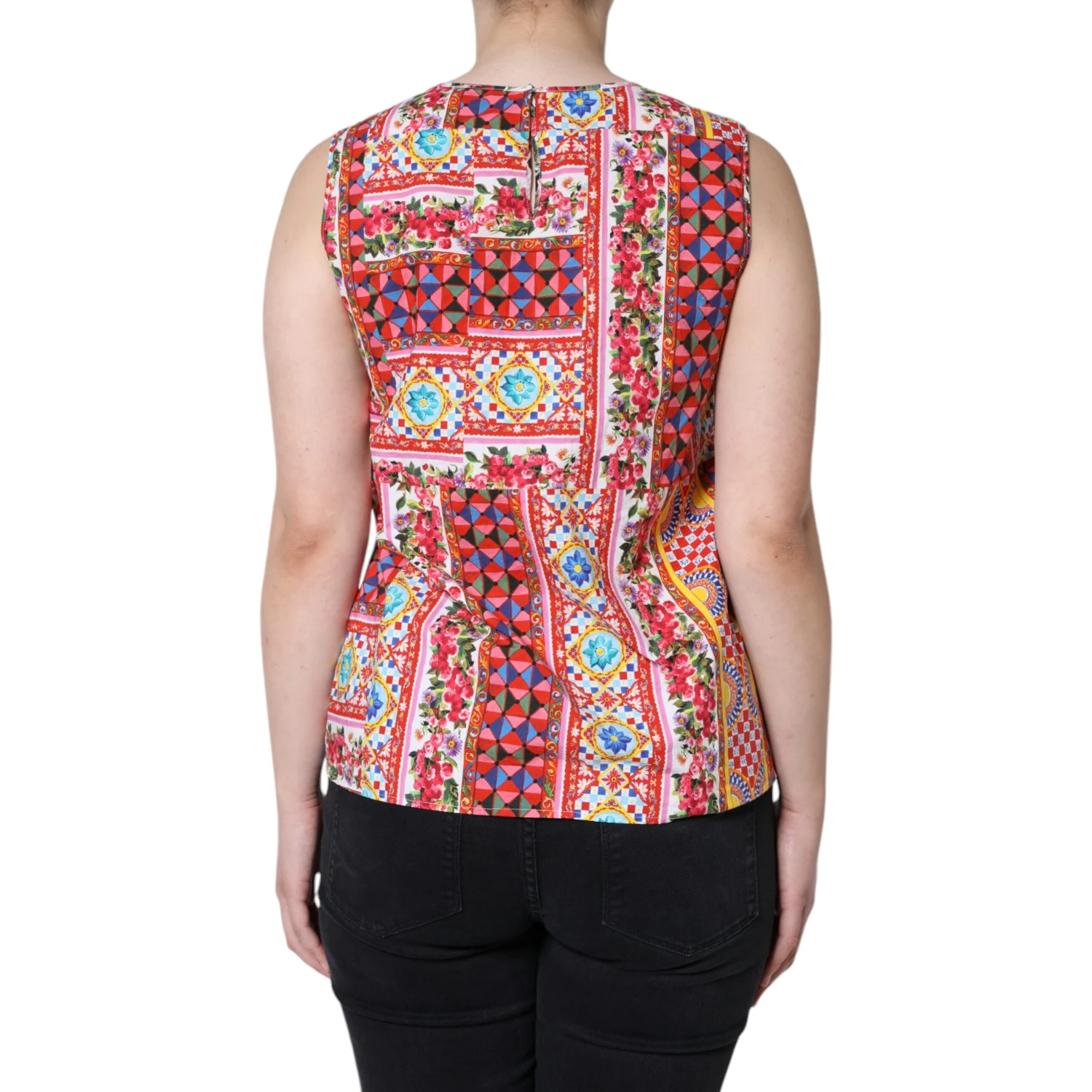 Multicolor Cotton Carretto Floral Tank Top