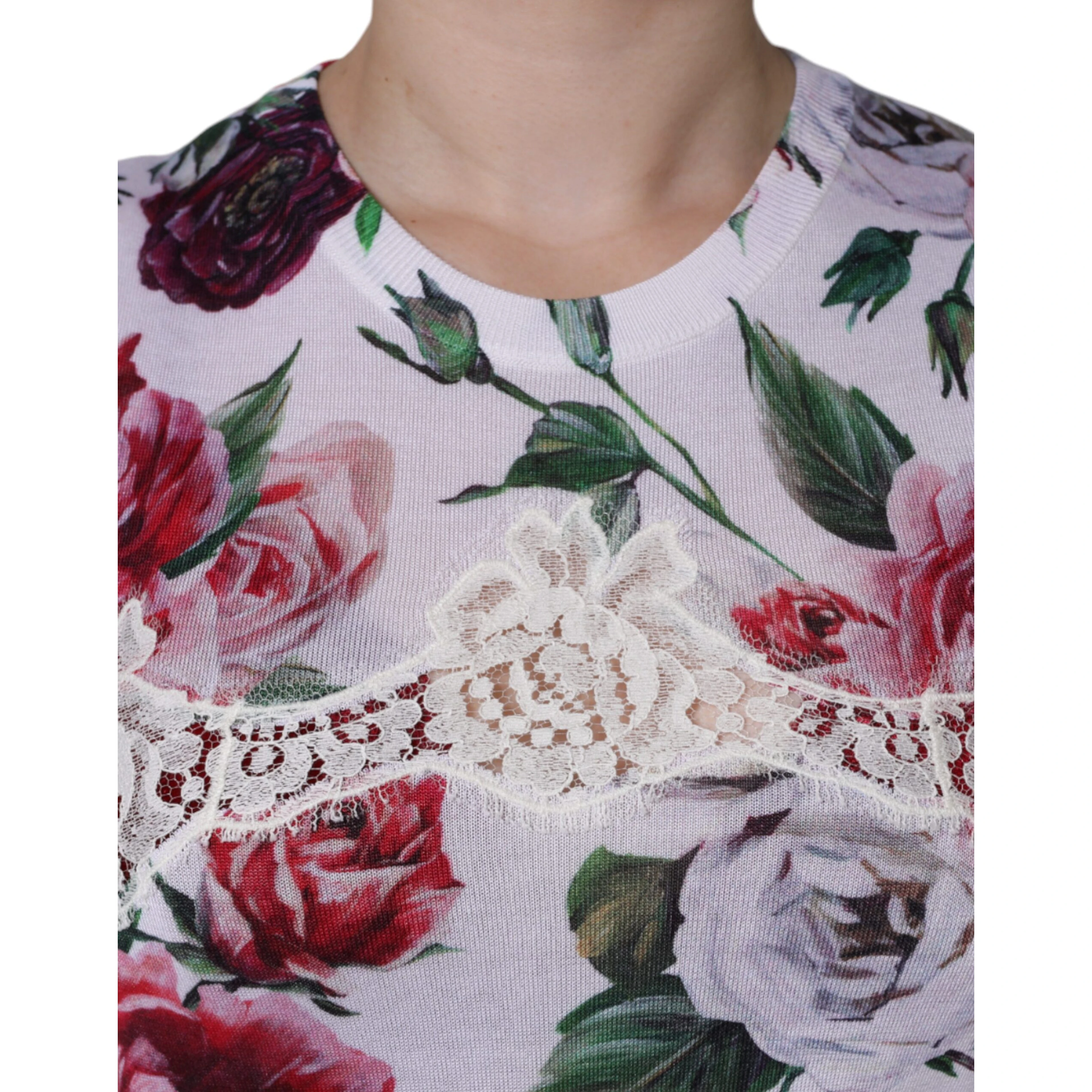 White Floral Lace Silk Sleeveless Tank Top