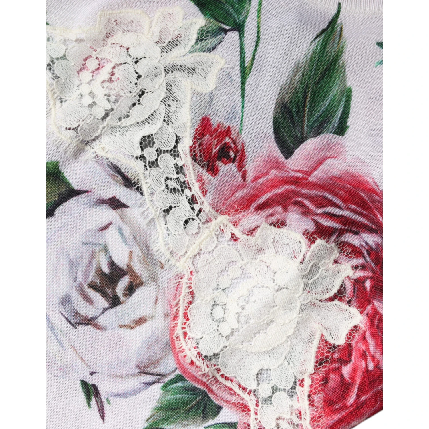 White Floral Lace Silk Sleeveless Tank Top