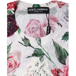 White Floral Lace Silk Sleeveless Tank Top