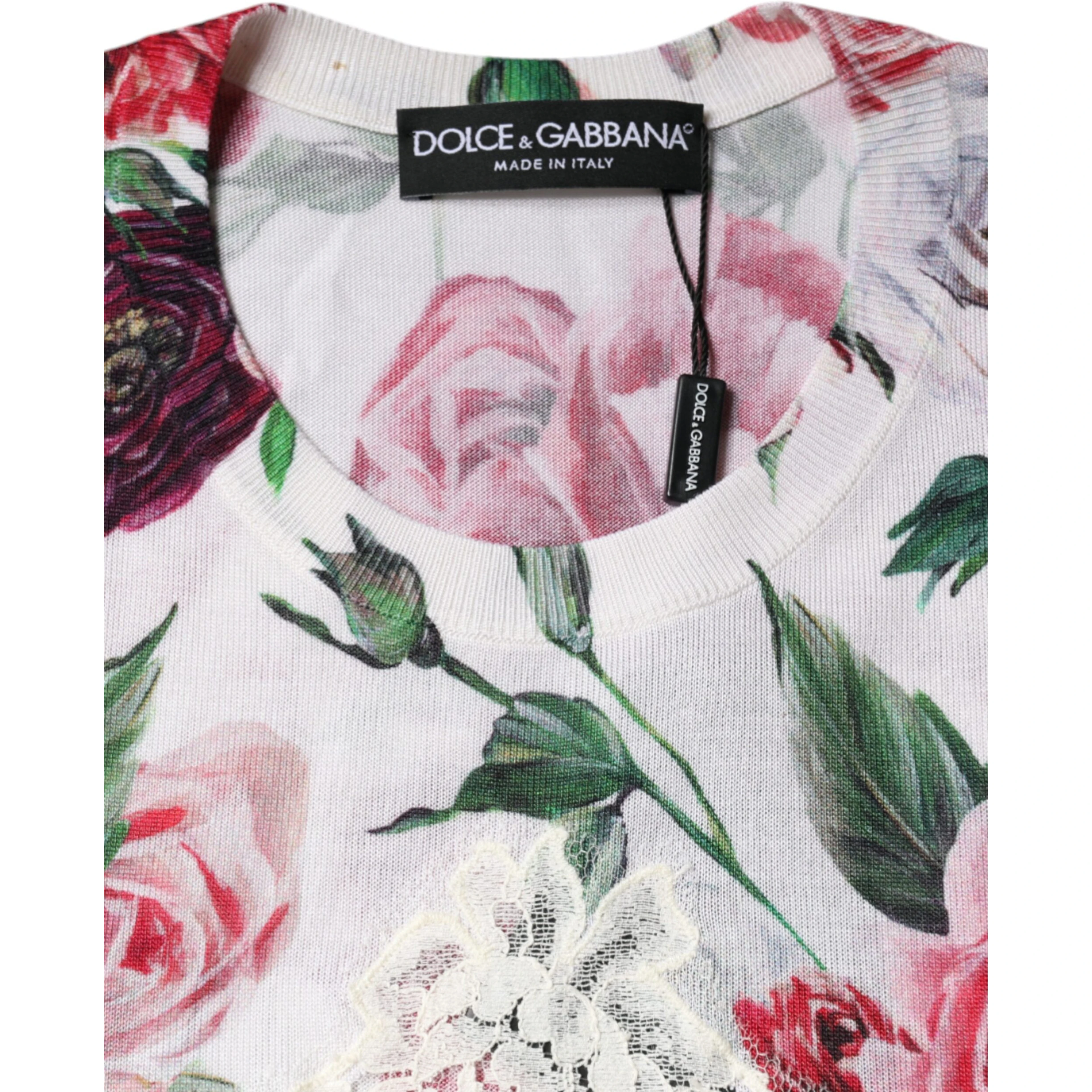 White Floral Lace Silk Sleeveless Tank Top