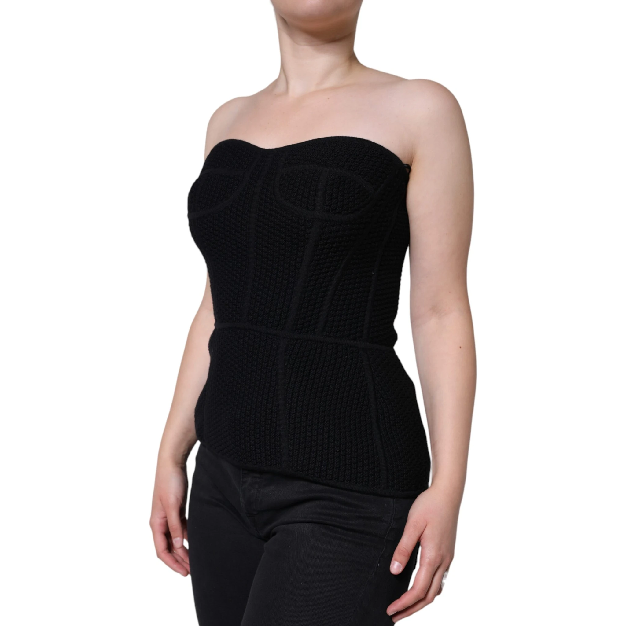 Black Bustier Sleeveless Corset Blouse Top