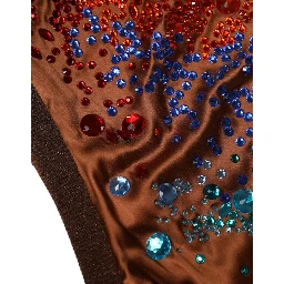 Brown Crystal Embellished Sleeveless Tank Top