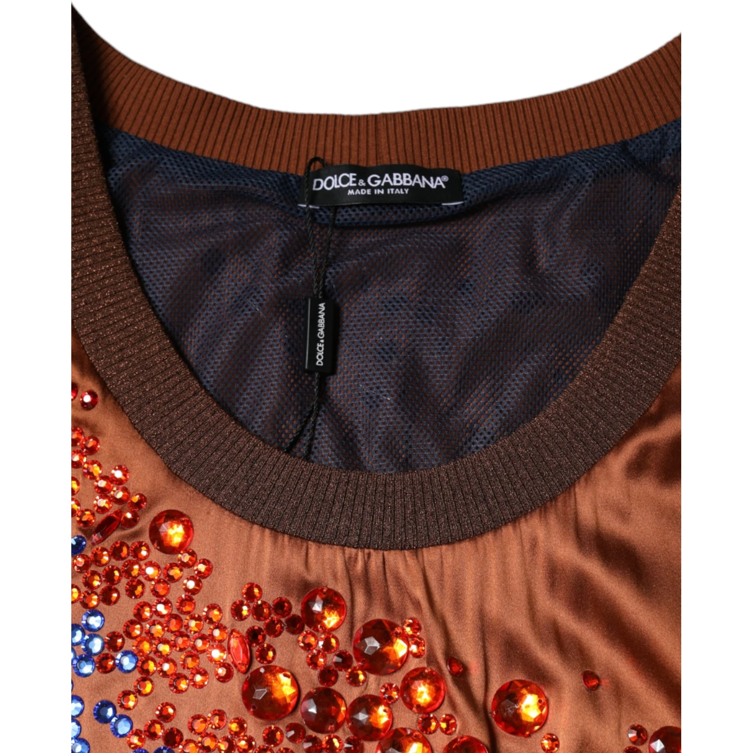 Brown Crystal Embellished Sleeveless Tank Top