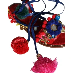 Multicolor Pom Pom Fur Wrap Sandals Shoes