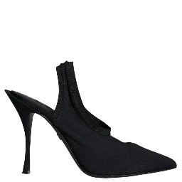 Black Jersey Stretch Heels Slingback Shoes