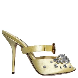 Yellow Mary Janes Satin Crystal Sandals Shoes