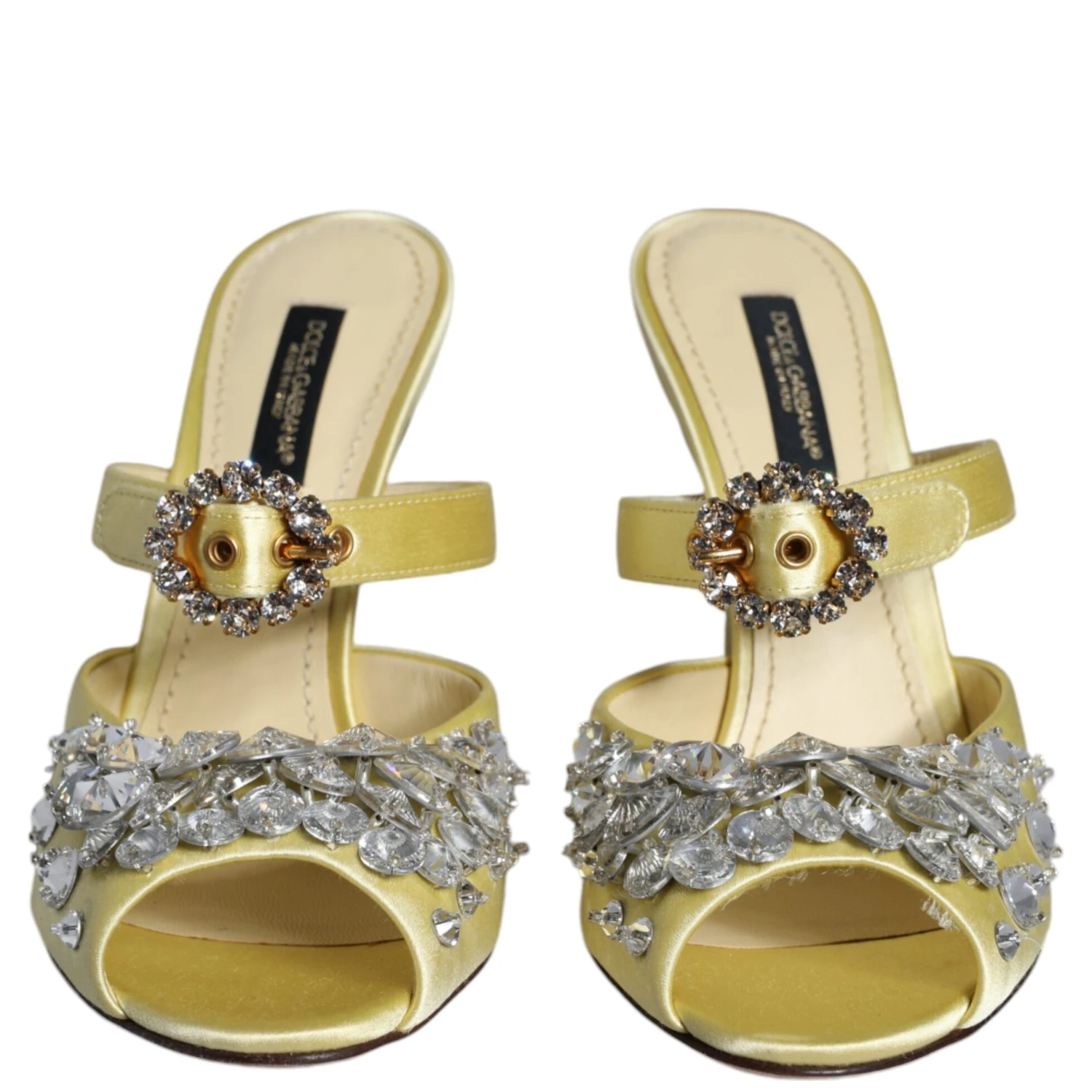 Yellow Mary Janes Satin Crystal Sandals Shoes